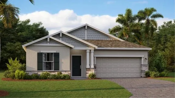 Fachada do modelo Aspen no Wellness Ridge Clermont FL, casa Lennar em Orlando para brasileiros