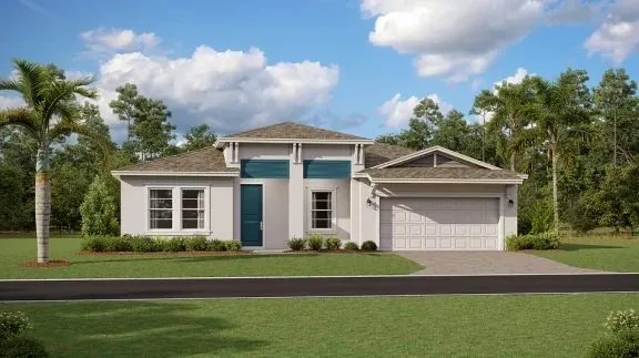 Fachada do modelo Inverness no Wellness Ridge Clermont FL, casa Lennar em Orlando para brasileiros
