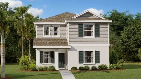 Fachada do modelo Rio no Wellness Ridge Clermont FL, casa Lennar em Orlando para brasileiros