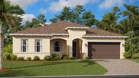 Fachada do modelo Riviera no Wellness Ridge Clermont FL, casa Lennar em Orlando para brasileiros