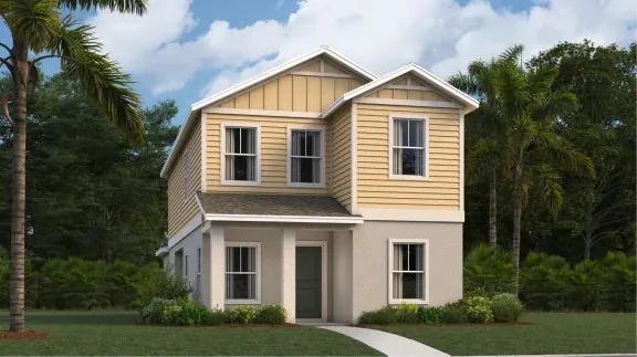 Fachada do modelo Westwood no Wellness Ridge Clermont FL, casa Lennar em Orlando para brasileiros
