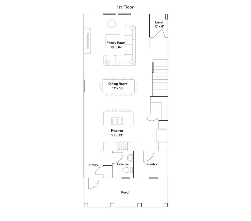 Planta baixa térreo do modelo Autumn, Wellness Ridge Clermont FL, Lennar Orlando