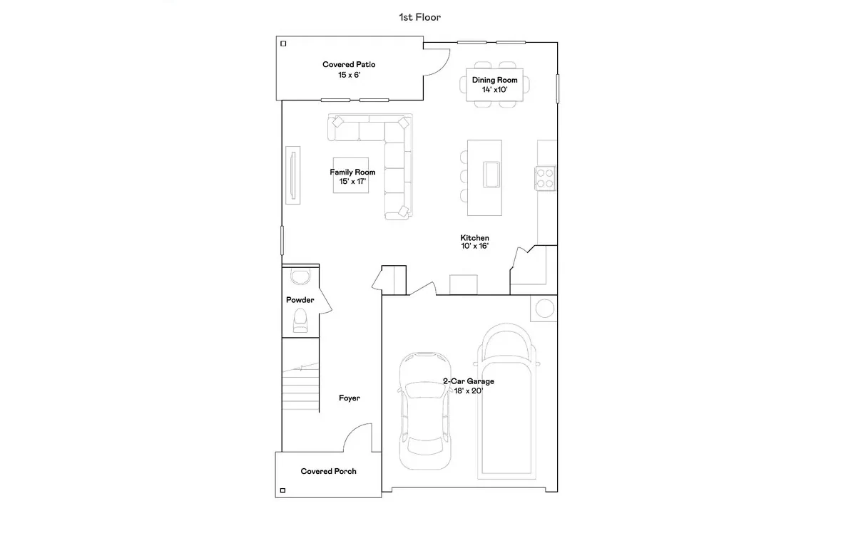 Planta baixa térreo do modelo Capri, Wellness Ridge Clermont FL, Lennar Orlando