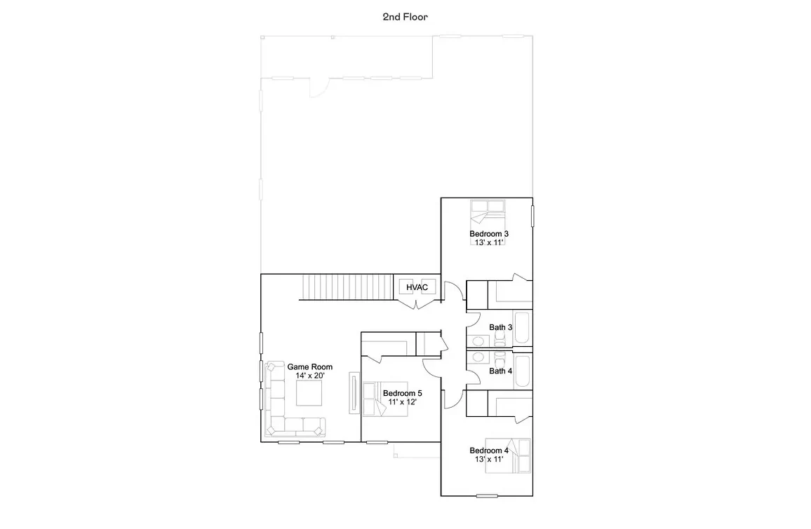 Planta baixa 2º andar do modelo Dylan, Wellness Ridge Clermont FL, Lennar Orlando