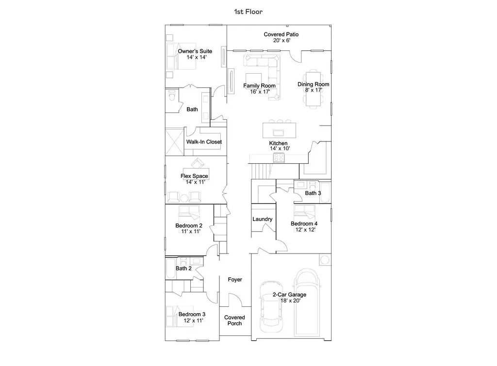 Planta baixa térreo do modelo Jagger, Wellness Ridge Clermont FL, Lennar Orlando