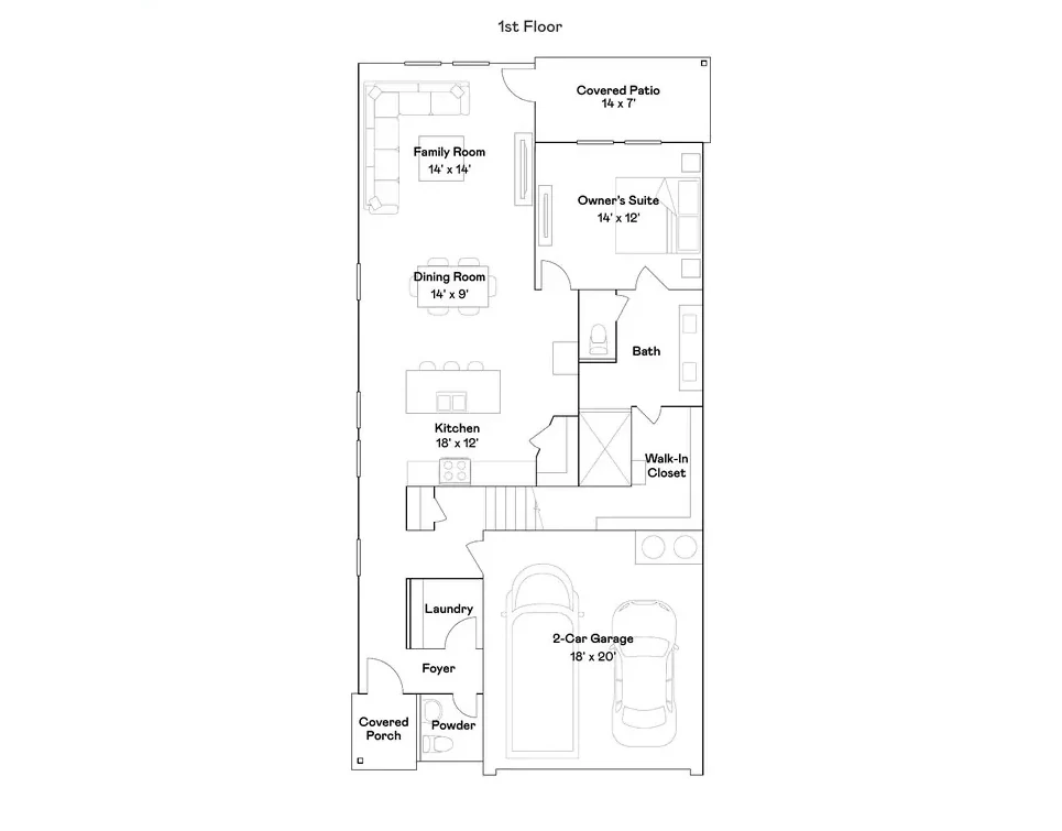 Planta baixa térreo do modelo Lucia, Wellness Ridge Clermont FL, Lennar Orlando