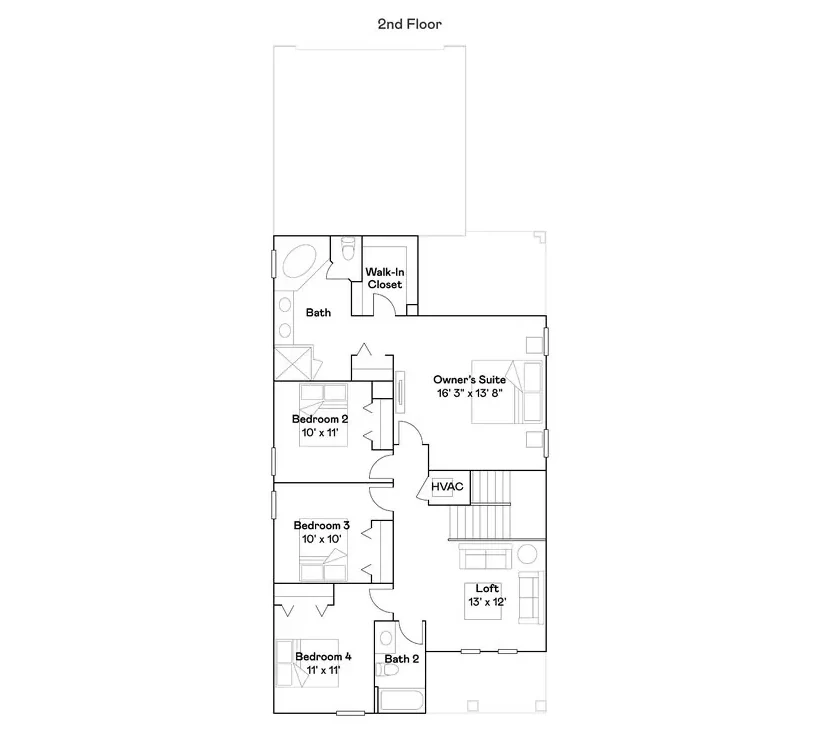 Planta baixa 2º andar do modelo Rio, Wellness Ridge Clermont FL, Lennar Orlando