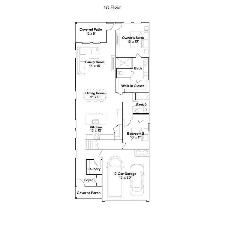 Planta baixa térreo do modelo Santo, Wellness Ridge Clermont FL, Lennar Orlando
