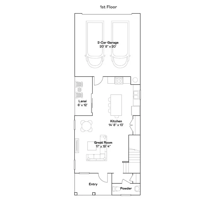 Planta baixa térreo do modelo Westwood, Wellness Ridge Clermont FL, Lennar Orlando